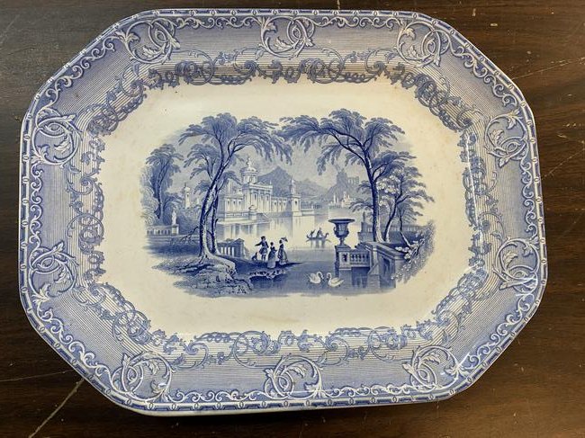 Transferware Platter "Venus": Marked on back. 16"W