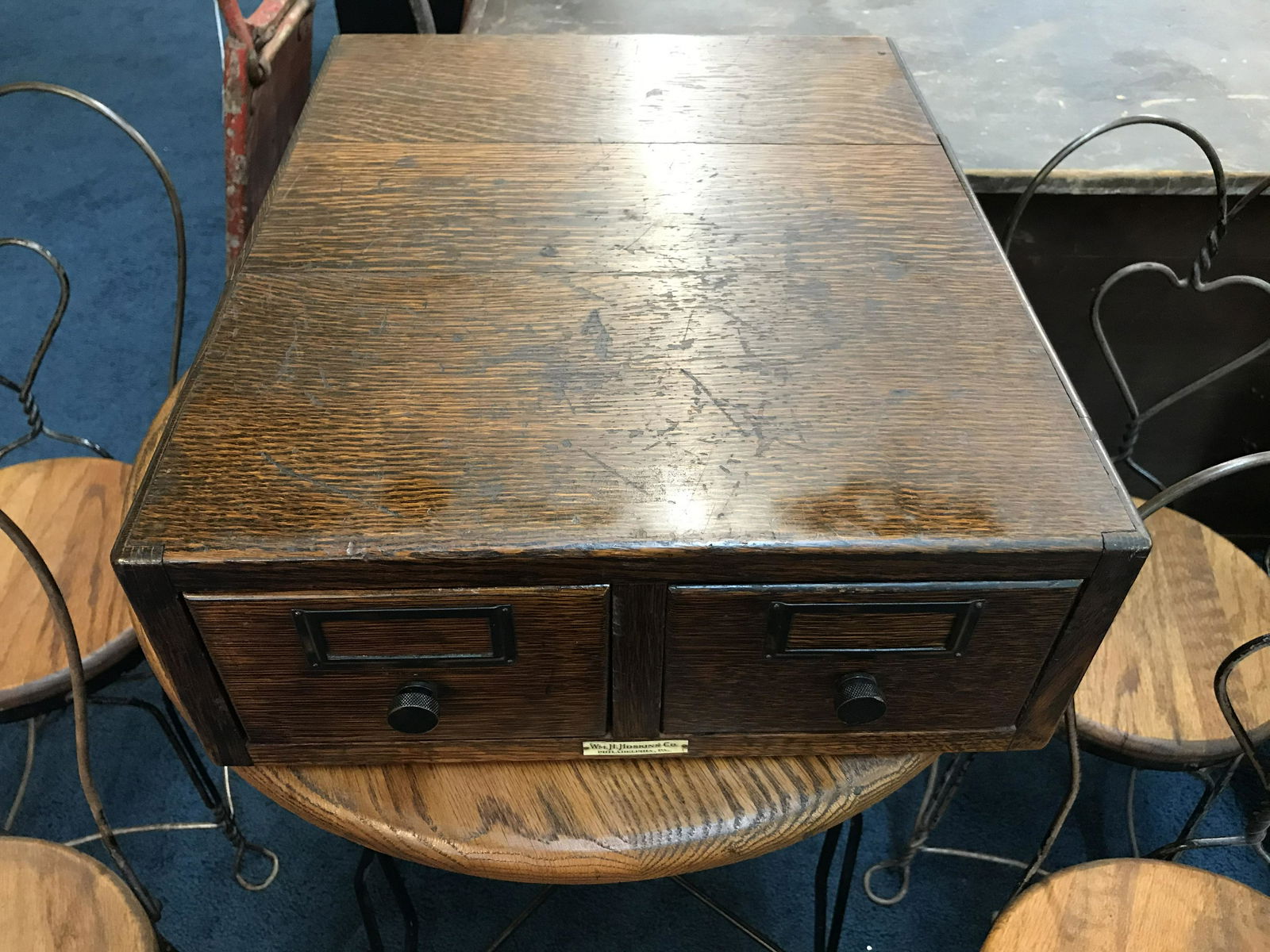 Oak Two Drawer Card Catalog (1 of 4)