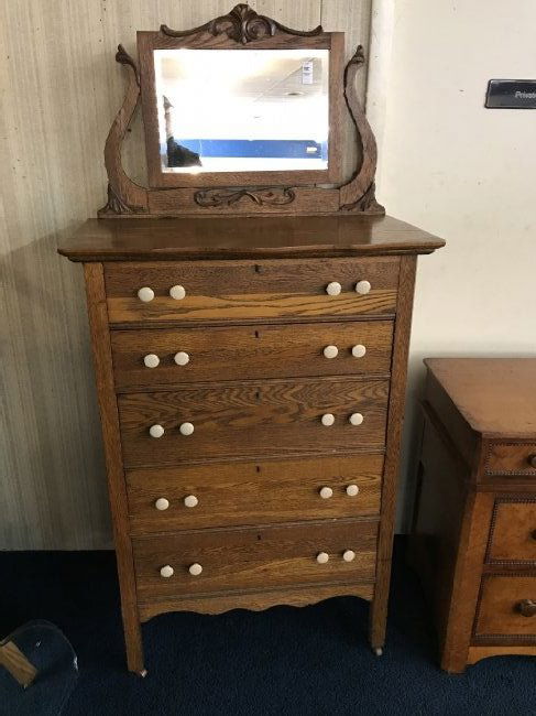 Antique Oak Hi-Chest (1 of 2)