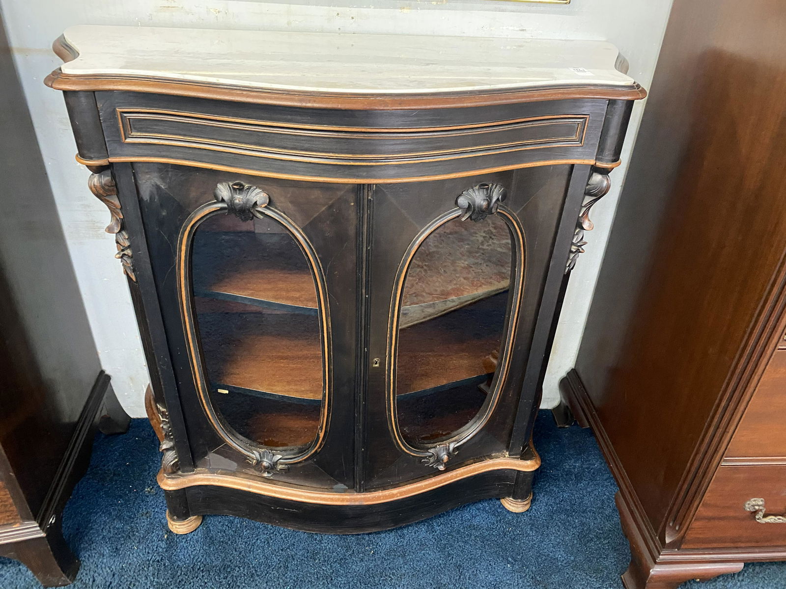 Victorian Marble Top Paint Decorated Cabinet (1 of 3)