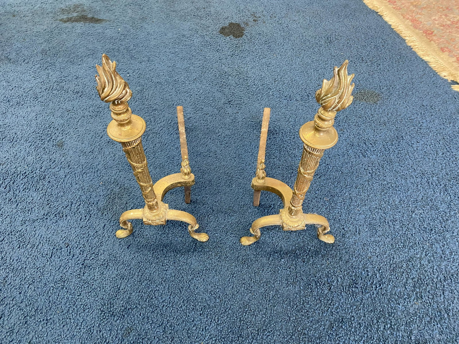 Pair of Chippendale Torch Andirons: 20"H. signs of age.