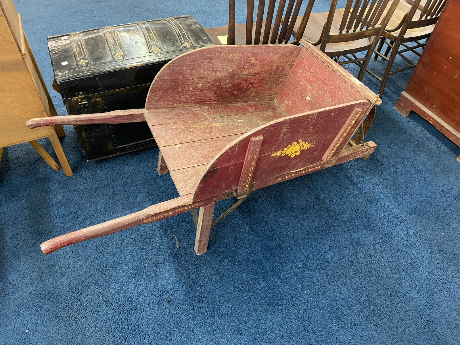 Antique Painted Wheel Barrow (1 of 2)