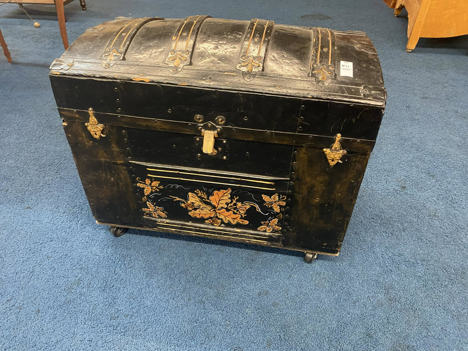 Antique Hand Painted Dome Top Trunk (1 of 3)