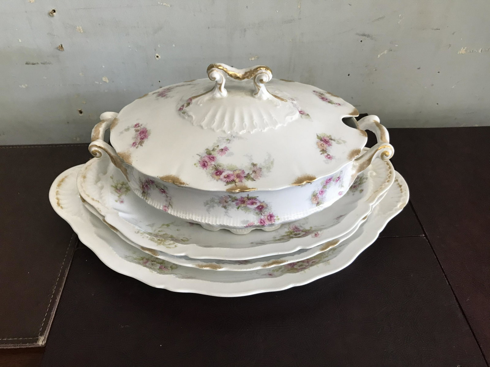 Four Pieces Theodore Haviland Limoges: Largest platter 16"W.