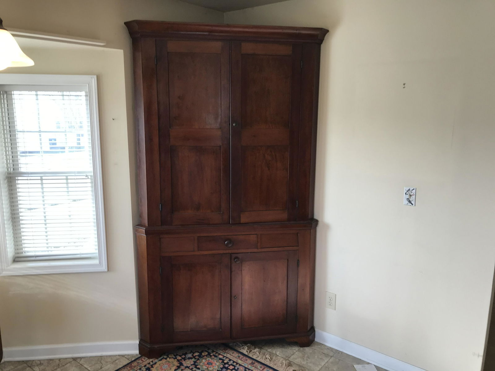 Antique Two Piece Blind Door Corner Cupboard (1 of 5)