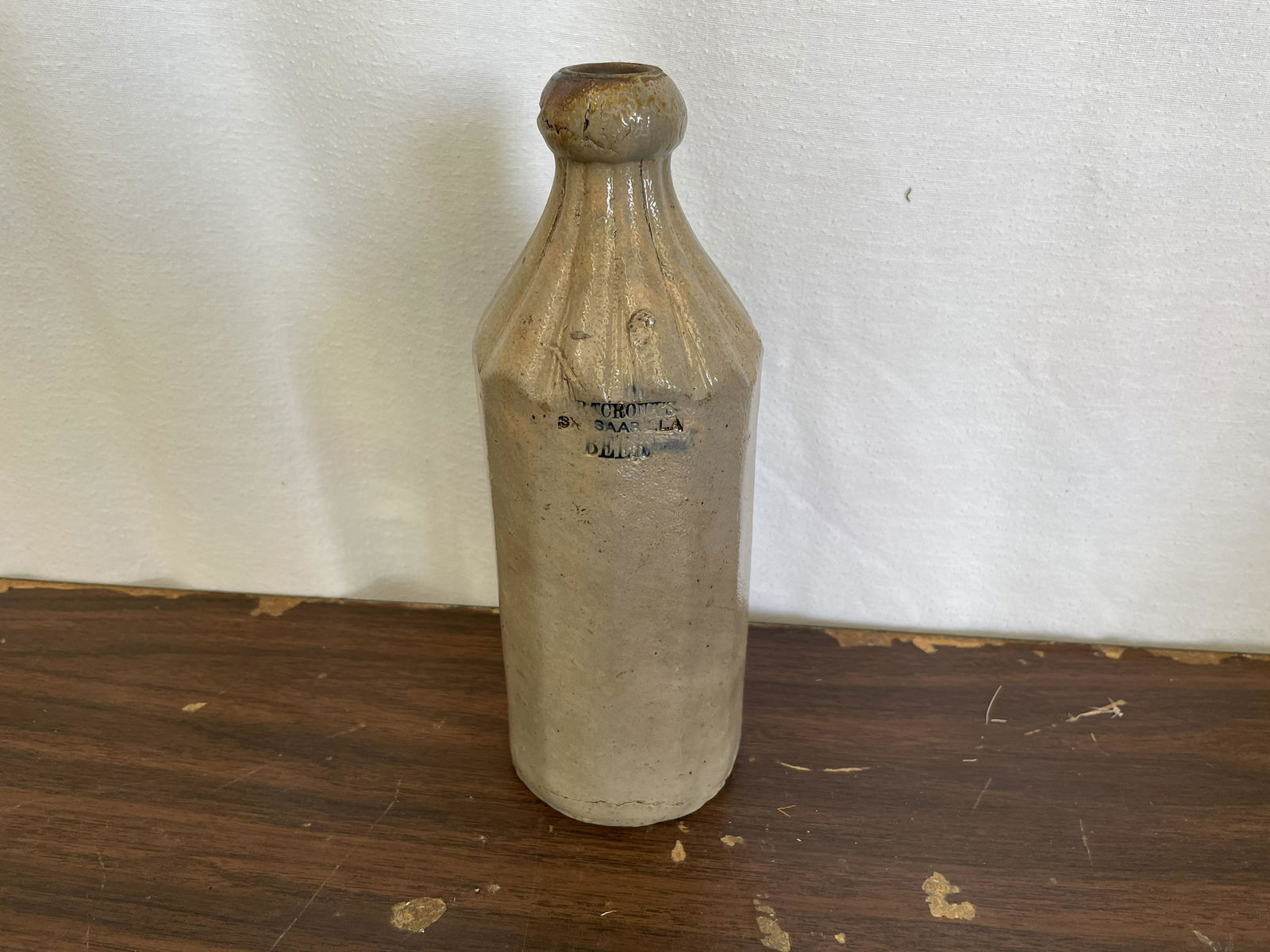 Stoneware Beer Bottle w/ Blue Decoration (1 of 4)