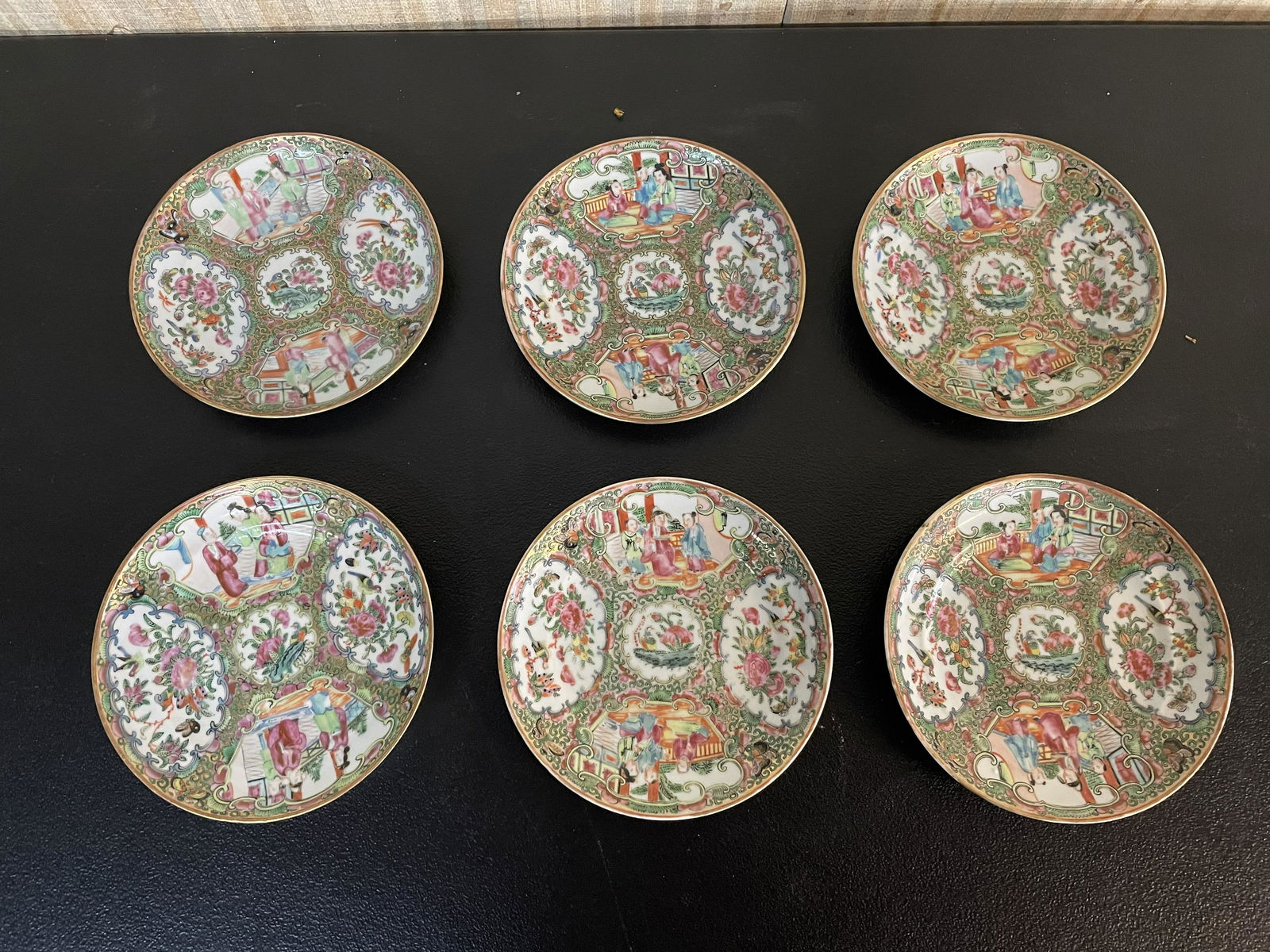 Six Antique Rose Famille Plates (1 of 4)