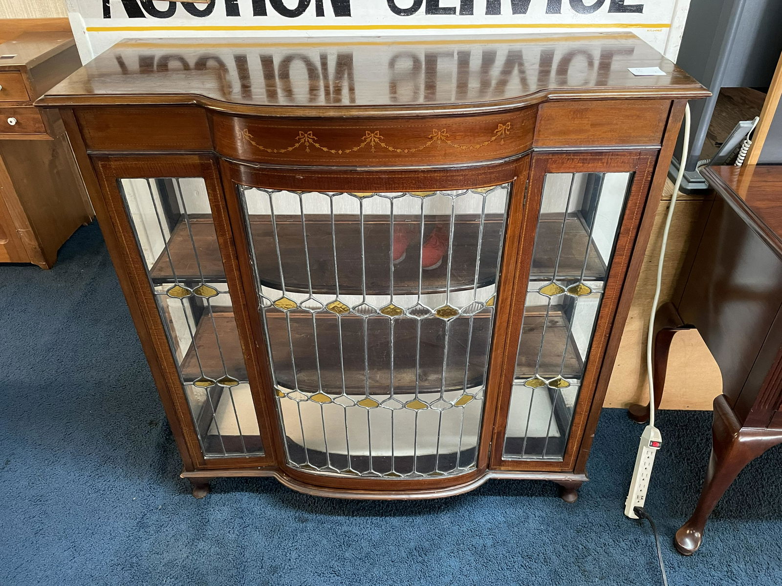 Antique Inlay Leaded Glass Curio (1 of 5)