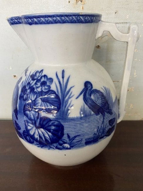 Antique Flow Blue Pitcher with Wildlife (1 of 5)