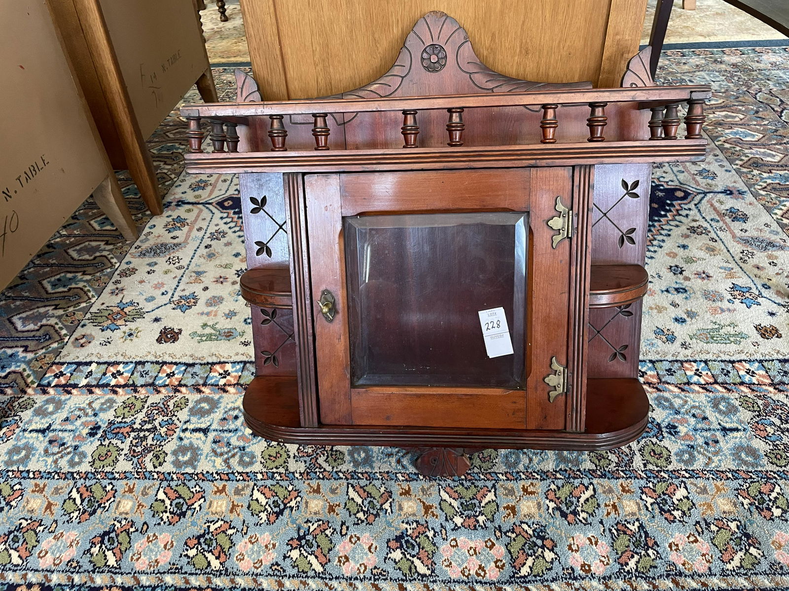 Walnut Stick & Ball Hanging Cabinet (1 of 4)