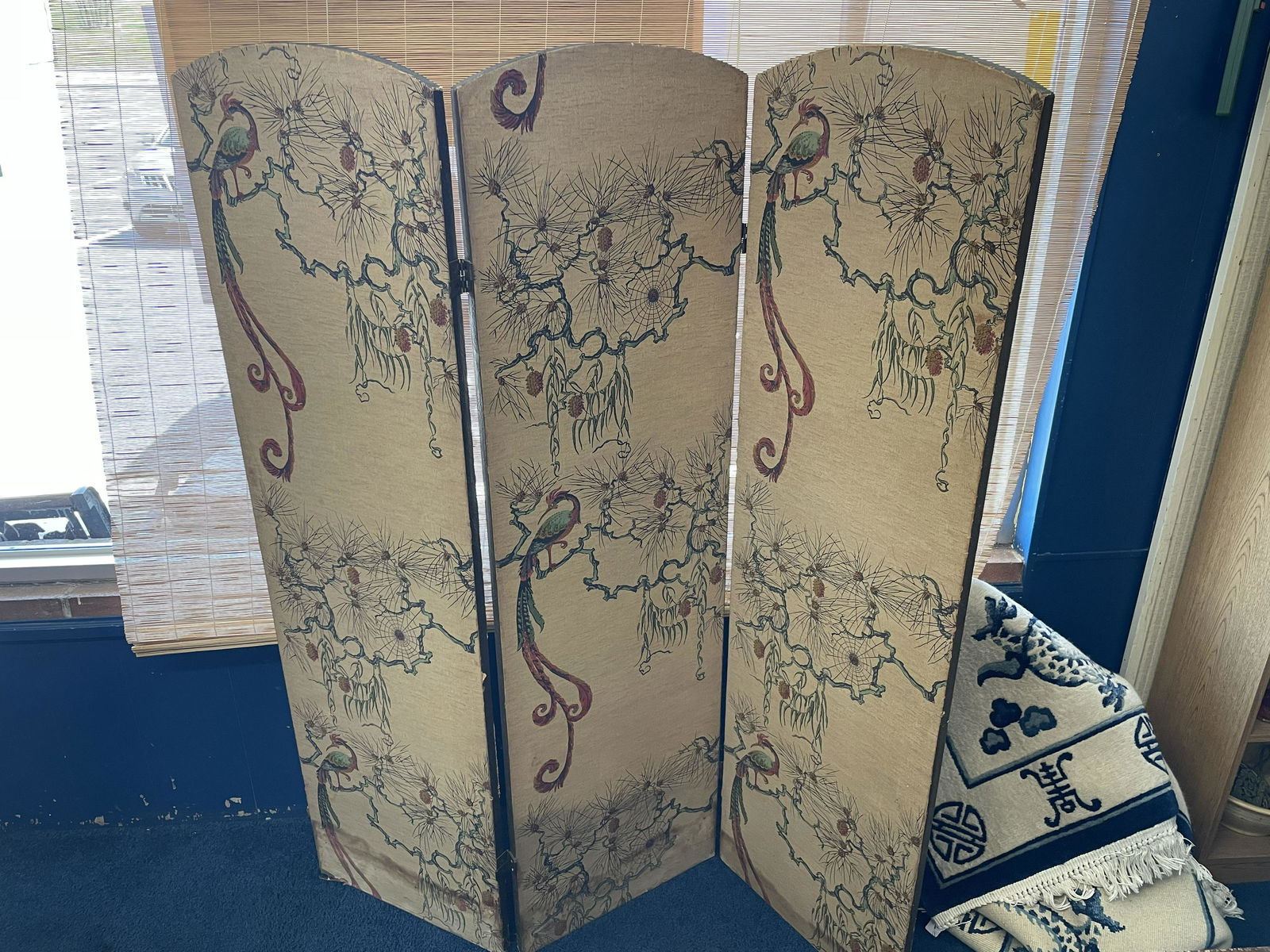 Vintage Asian 3 panel Dressing Screen (1 of 5)