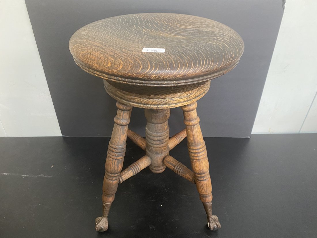 Antique Oak Piano Stool (1 of 3)