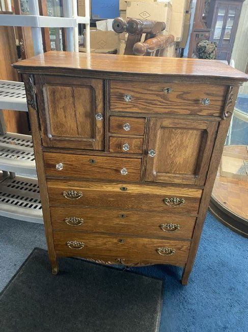 Antique oak Double Door Bonnet Chest (1 of 5)