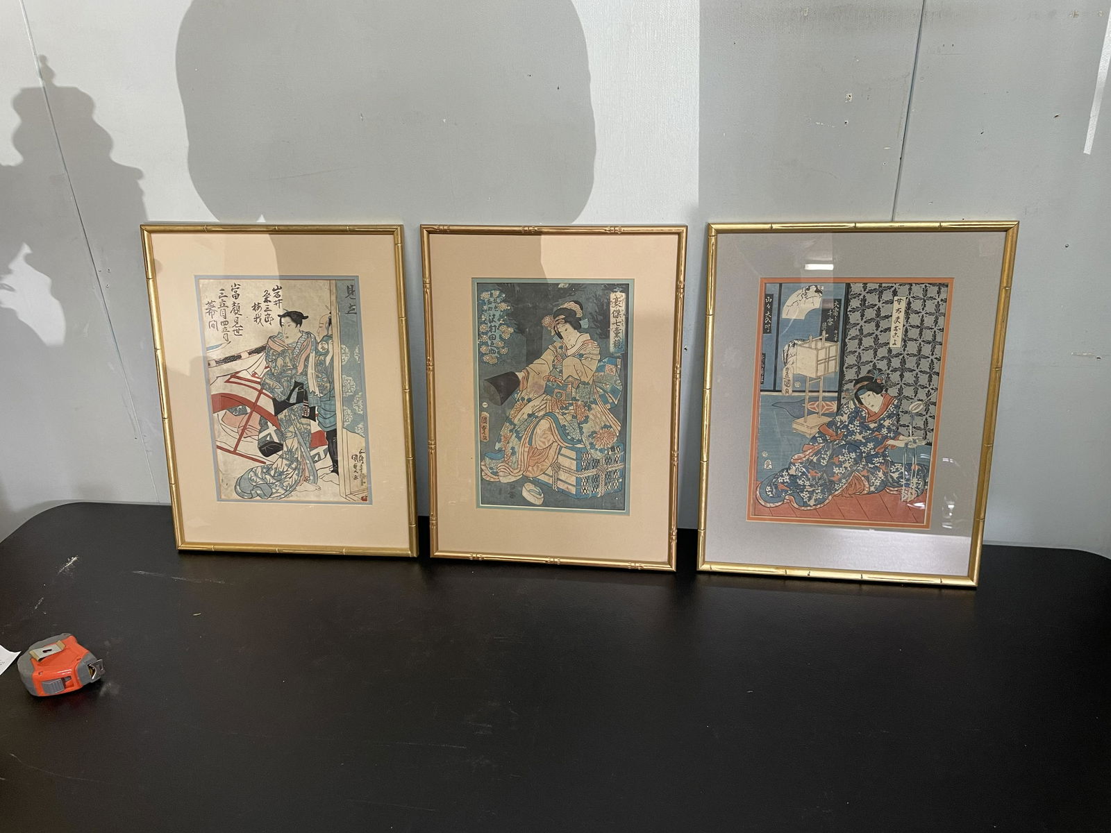 Three Oriental Wood Block Prints (1 of 4)