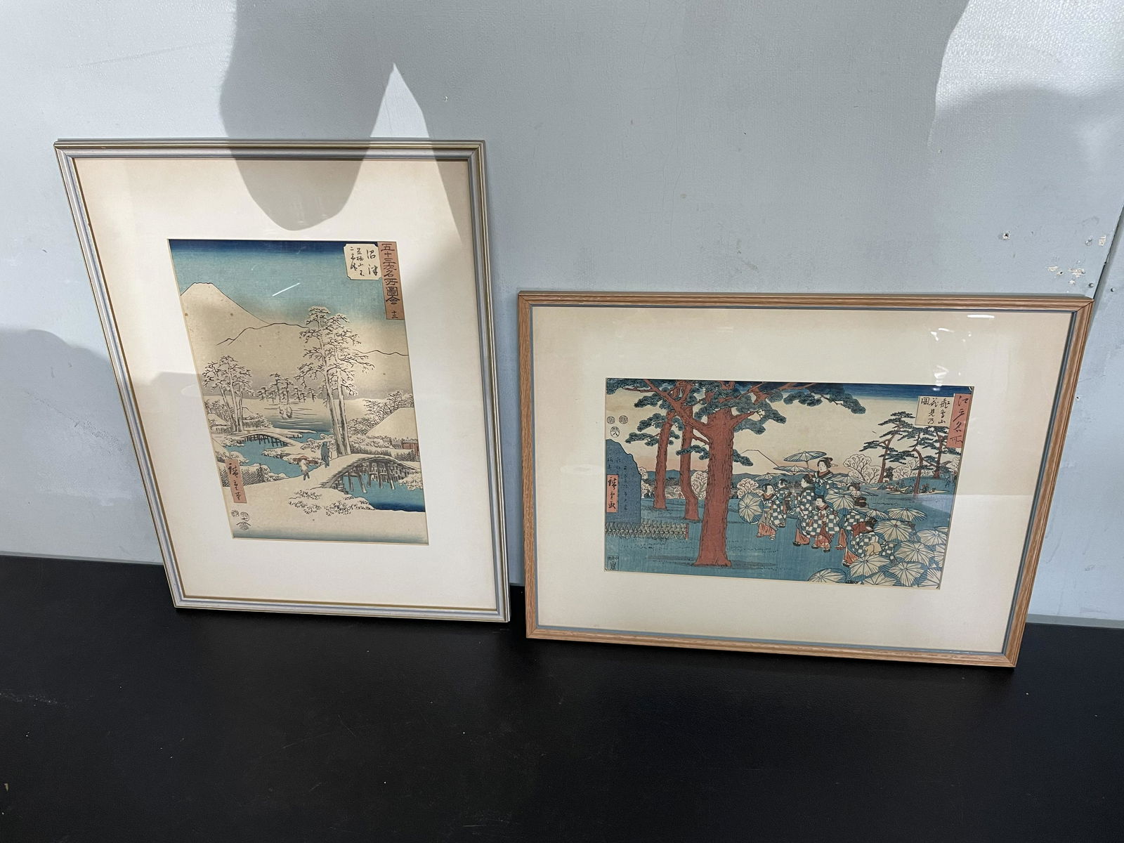 Two  Oriental Wood Block Prints (1 of 3)