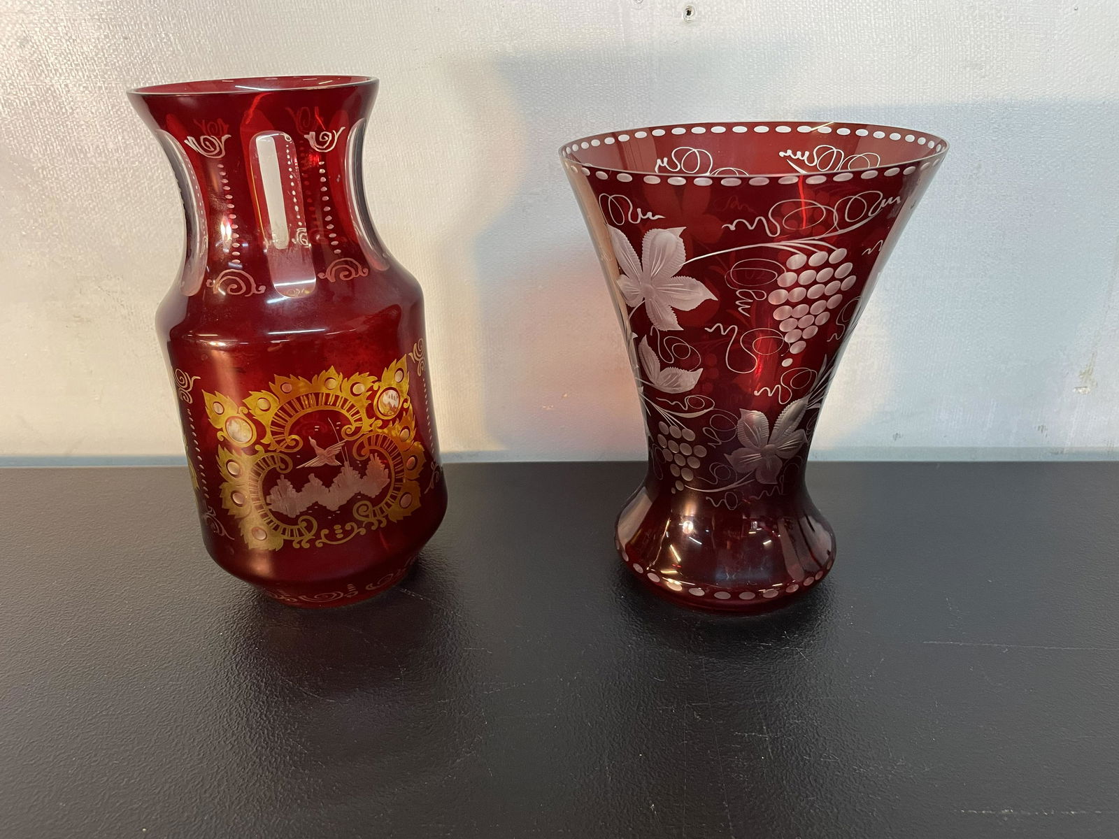 Two Bohemian Cut To Clear Vases (1 of 4)