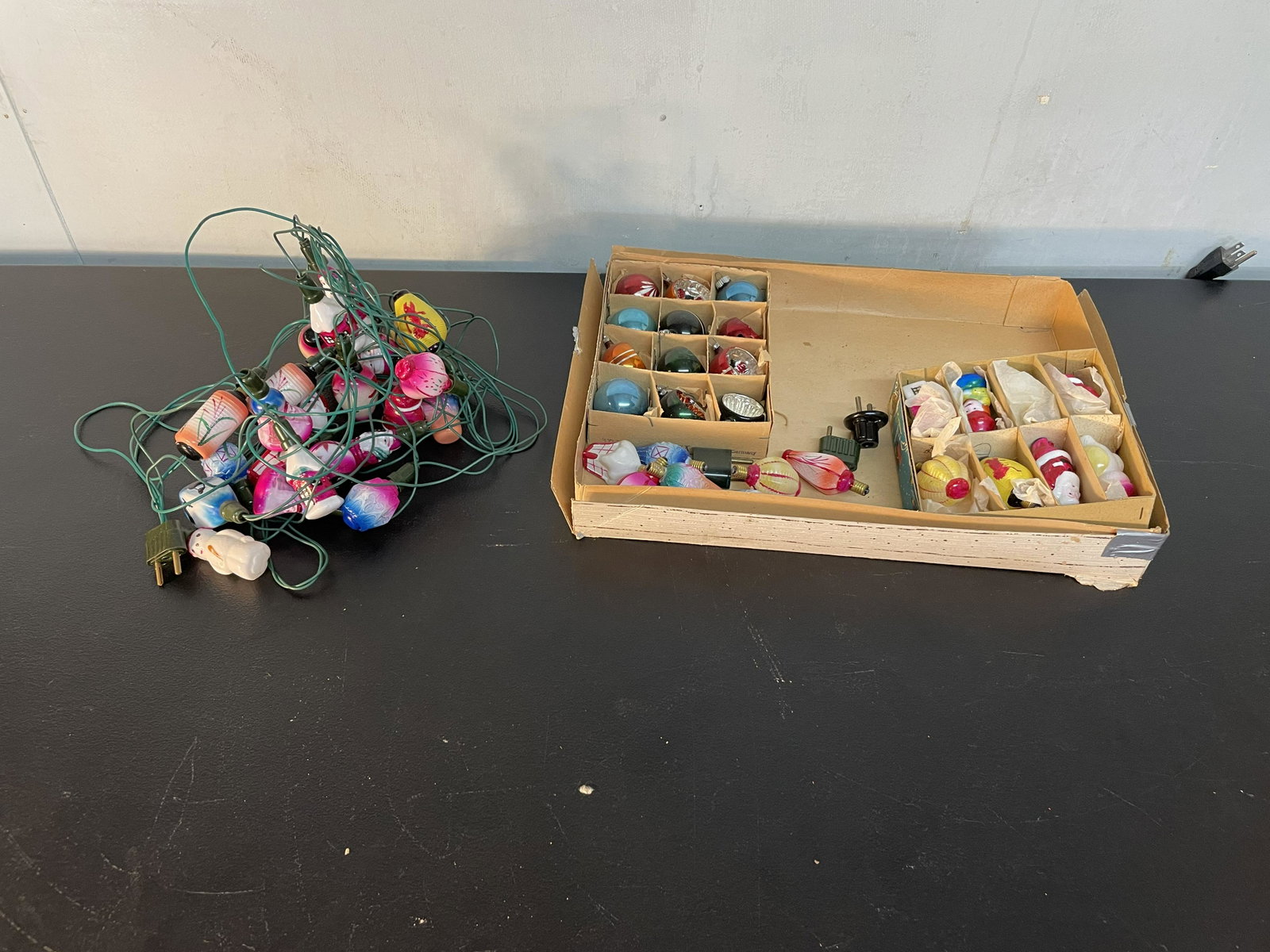 Lot Of Christmas Lights & Bulbs: Early lights & ornaments.