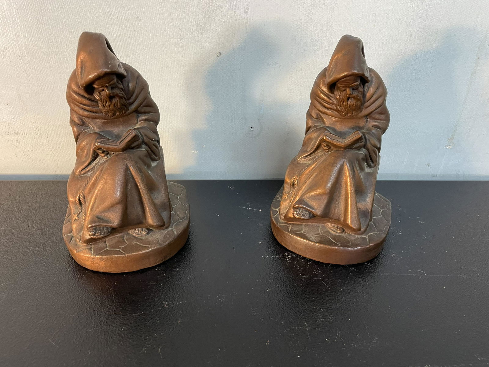 Pair Of Art Bronze Monk Bookends (1 of 3)