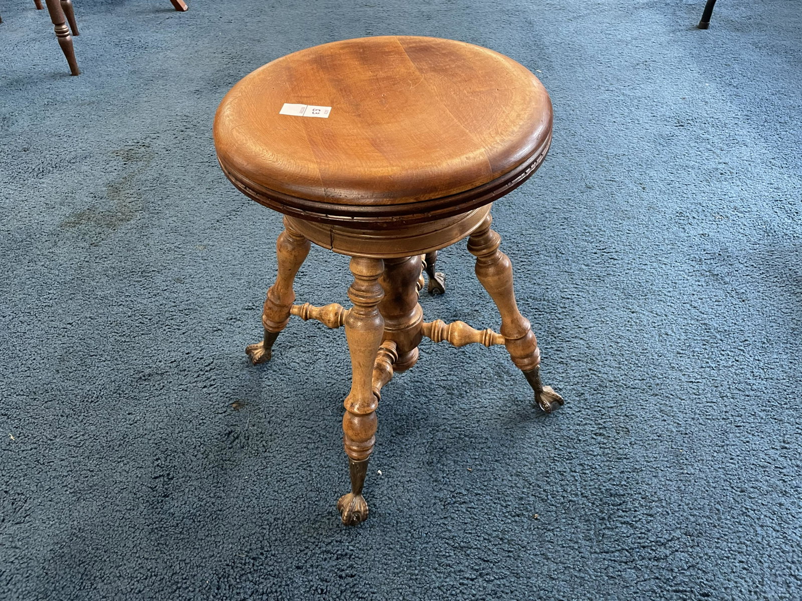 Piano Stool: Ball & claw feet. Measures 19" H.
