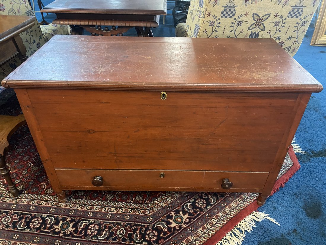 Antique Sheraton Blanket Chest In Red Paint (1 of 4)