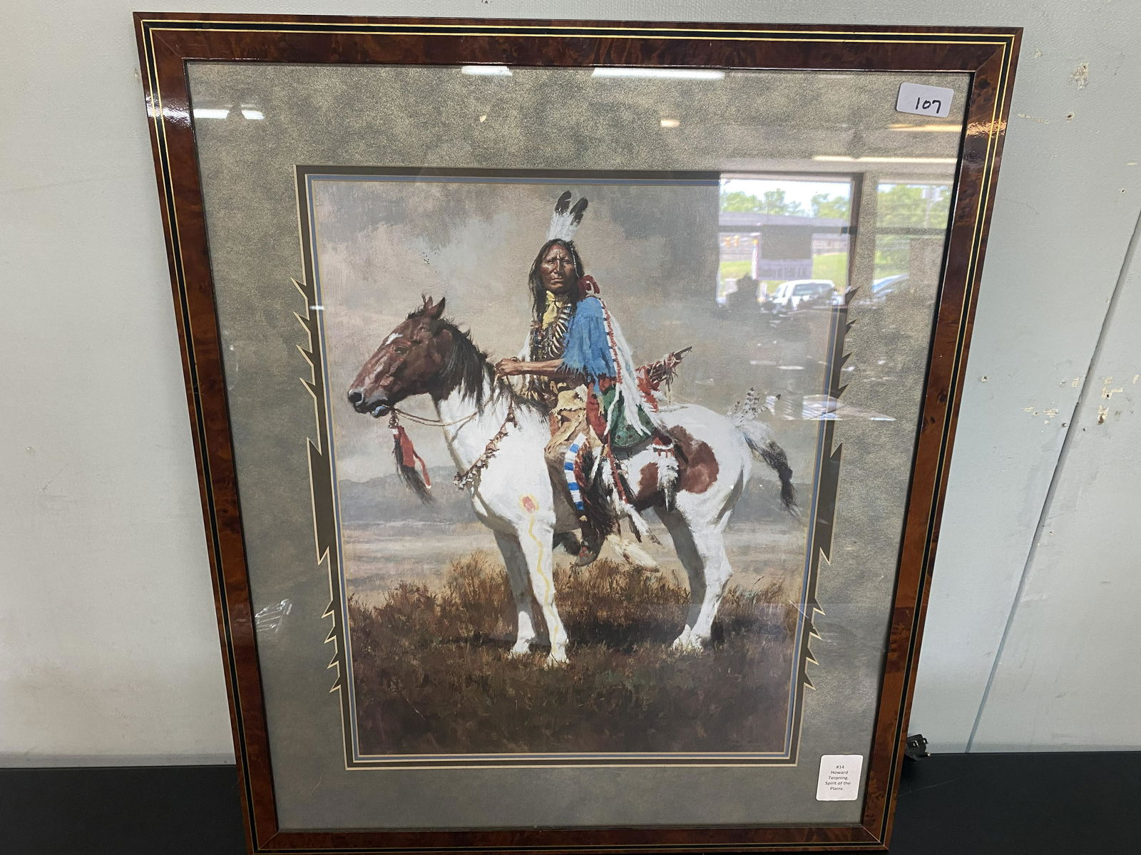 Howard Terpning "Spirit Of The Plains" Print: Frame measures 28" H x 23 1/2" L, subject 19.5" H x 15" L.Signed & dated in lower right.