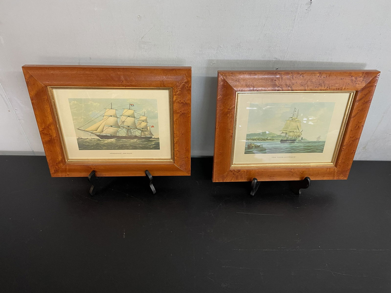 Pair of Clipper ship in Birdseye Maple Frame (1 of 3)