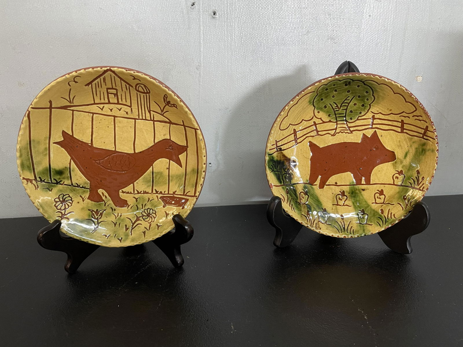 Two Breininger Redware Plates (1 of 3)