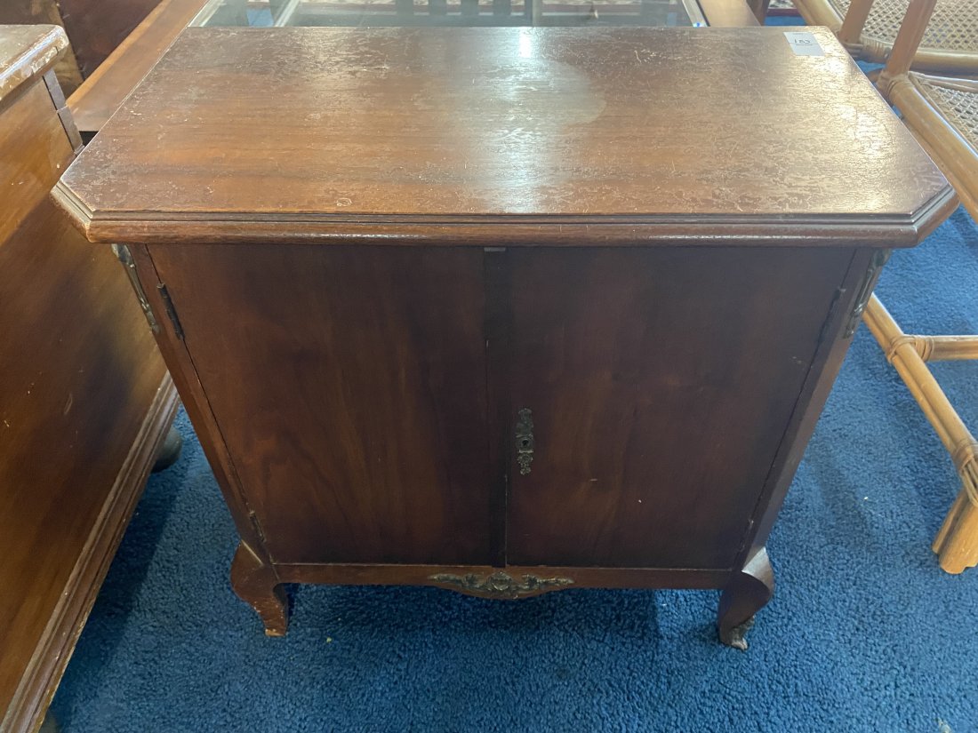 Mahogany Two Door Cabinet: 24" x 24" interior metal compartment