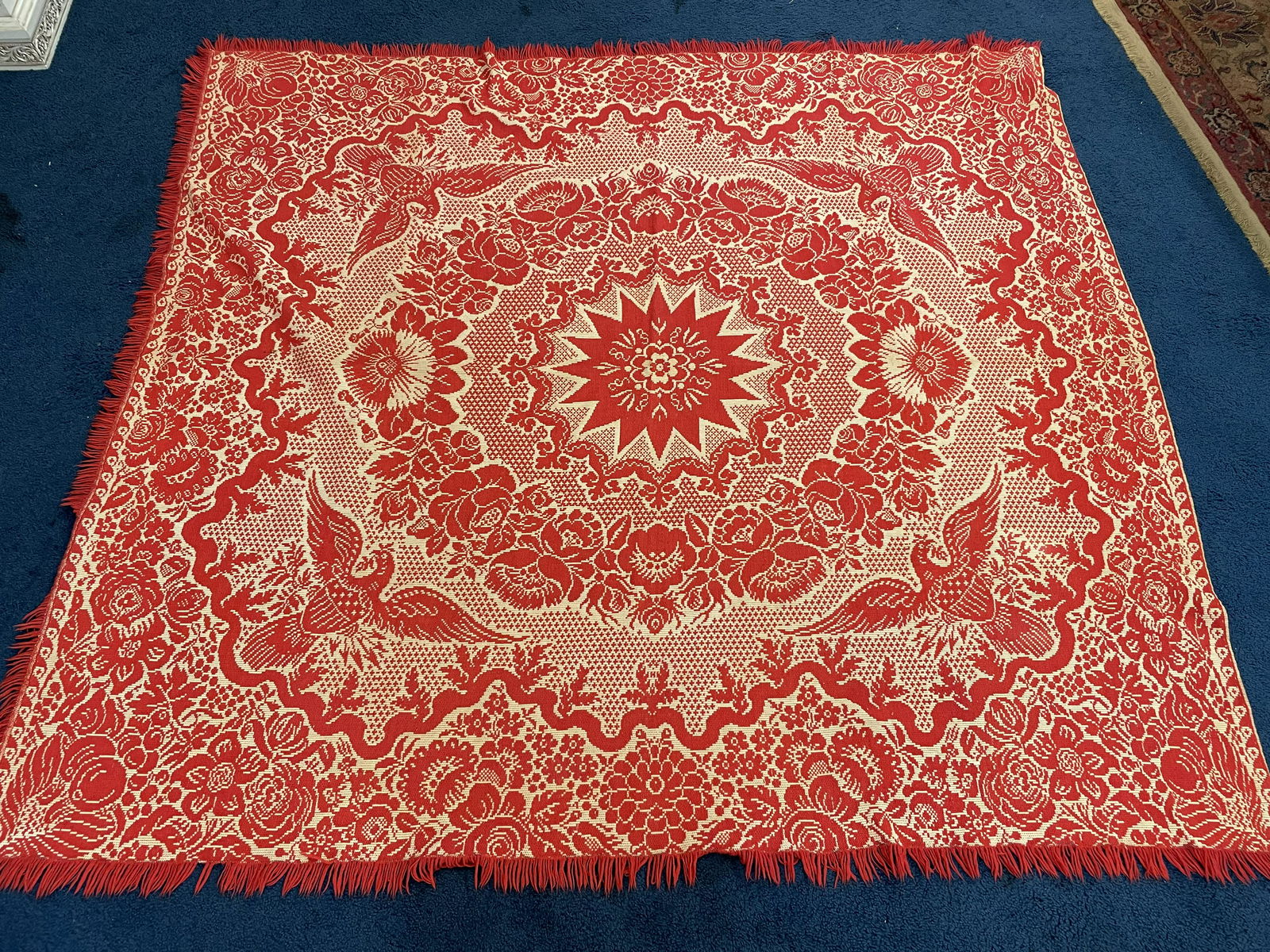 Antique Two Color Coverlet w/ Eagles (1 of 4)