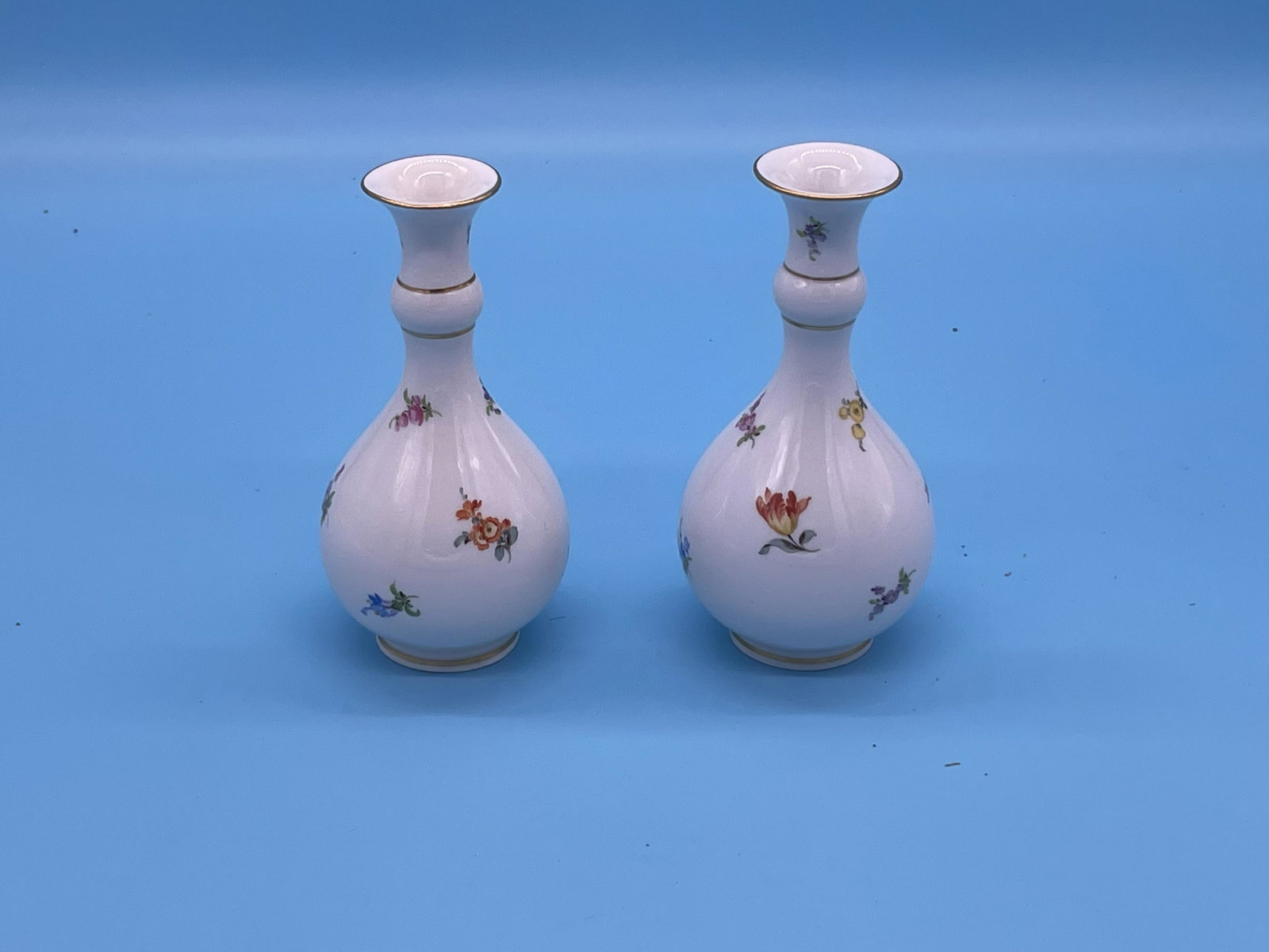 Pair of Meissen Vases: Signed on base, 6.5"H.