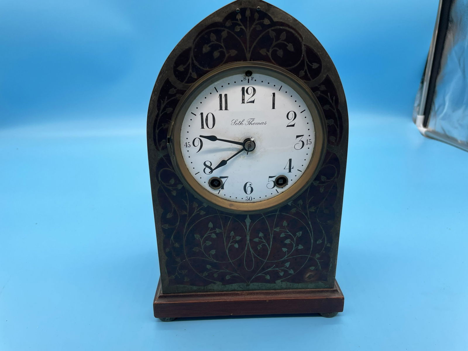 Seth Thomas Brass Inlay Mantle Clock (1 of 4)