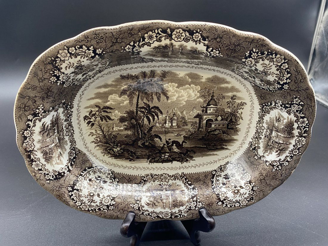 Brown Oriental Transferware Bowl (1 of 4)