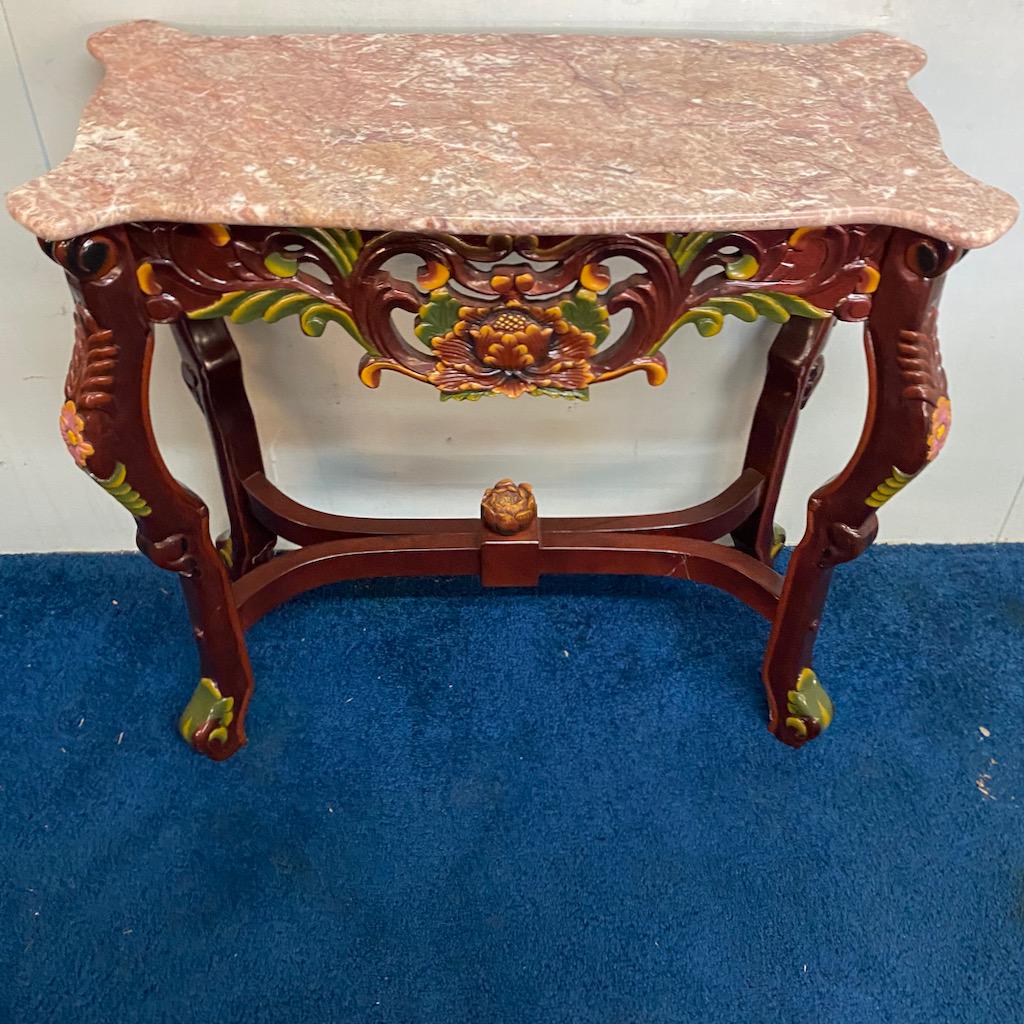 Paint Decorated Marble Top Stand (1 of 5)