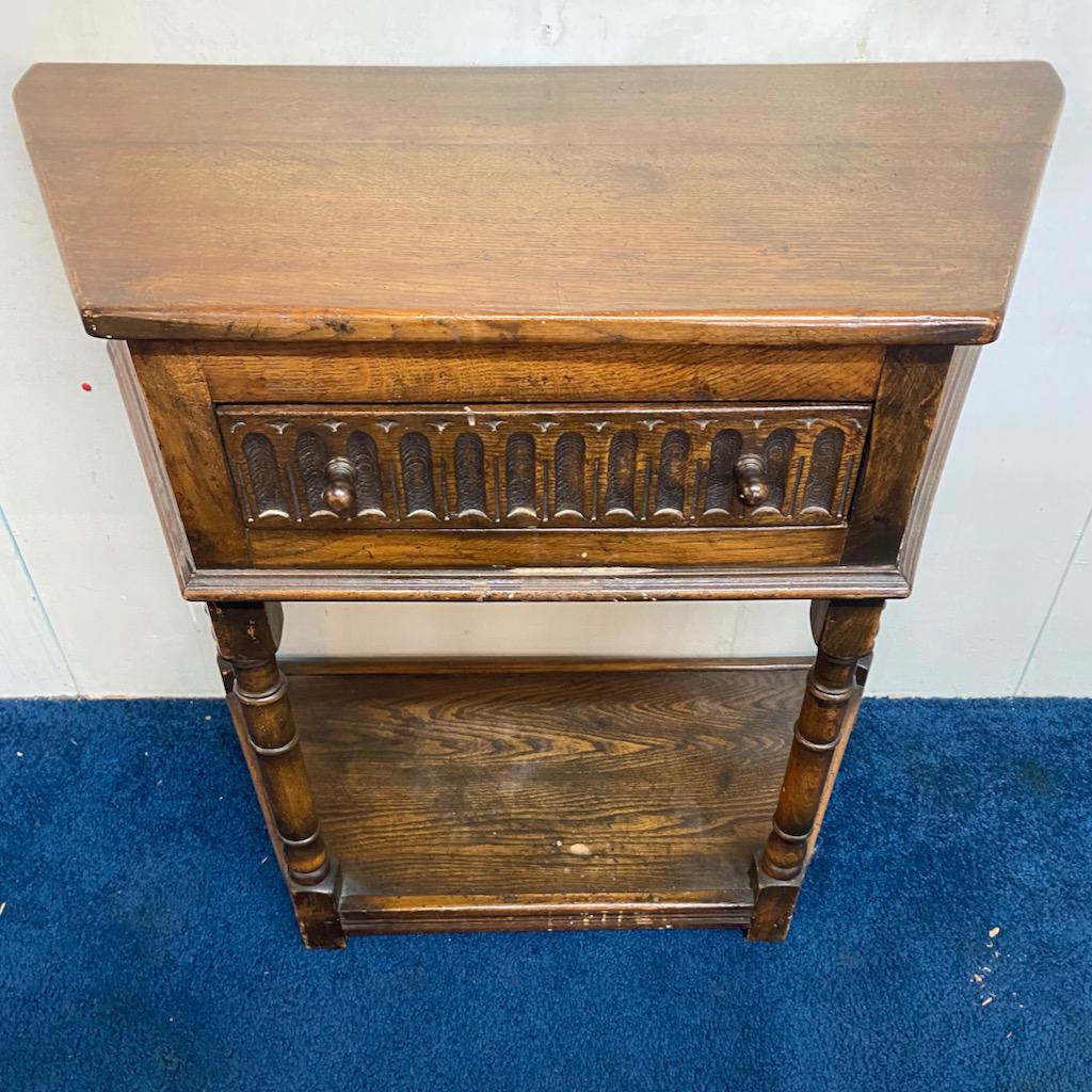 Antique Oak One Drawer Stand (1 of 5)