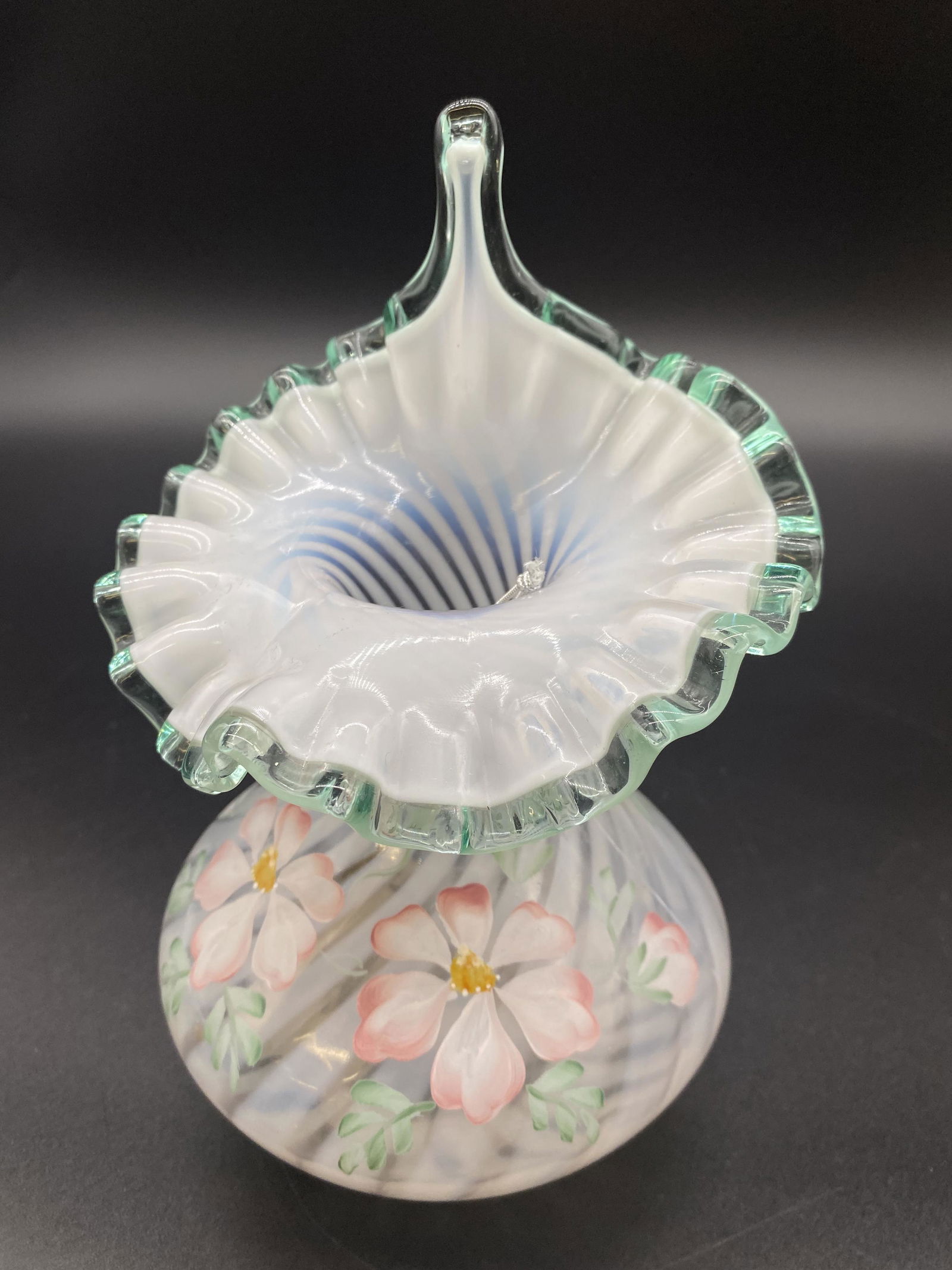 Artist Signed Fenton Glass Vase (1 of 4)