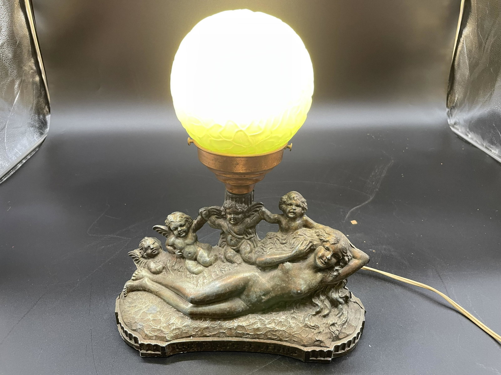 The Birth of Venus Deco Lamp: Titled on base, 11"x13".