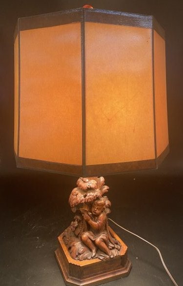 Carved Figural Wooden Lamp (1 of 7)
