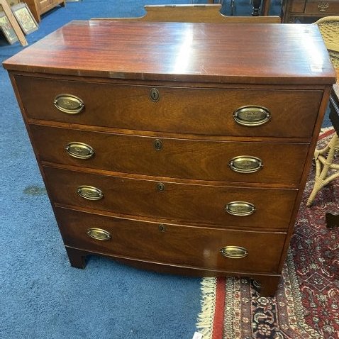 Mahogany Four Drawer chest: Measures 35"H X 36"W X 21"D