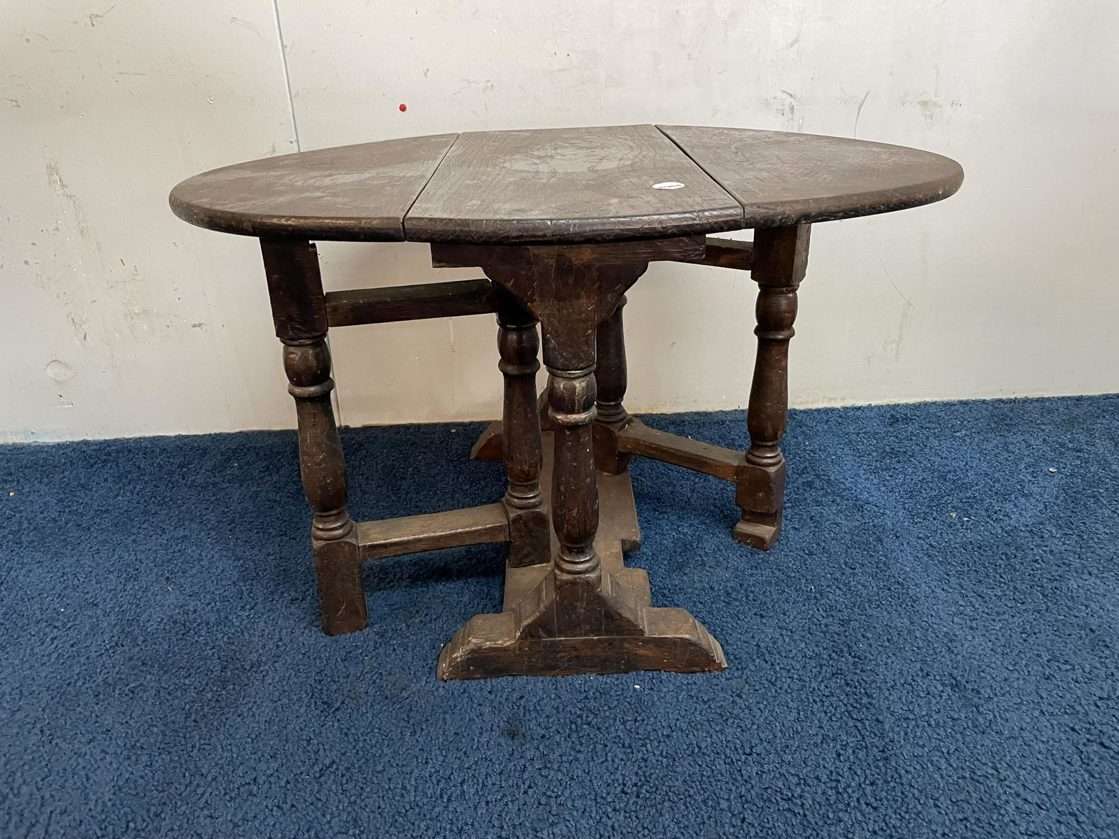 19th Century Childs Carved Oak Drop Leaf Table (1 of 3)