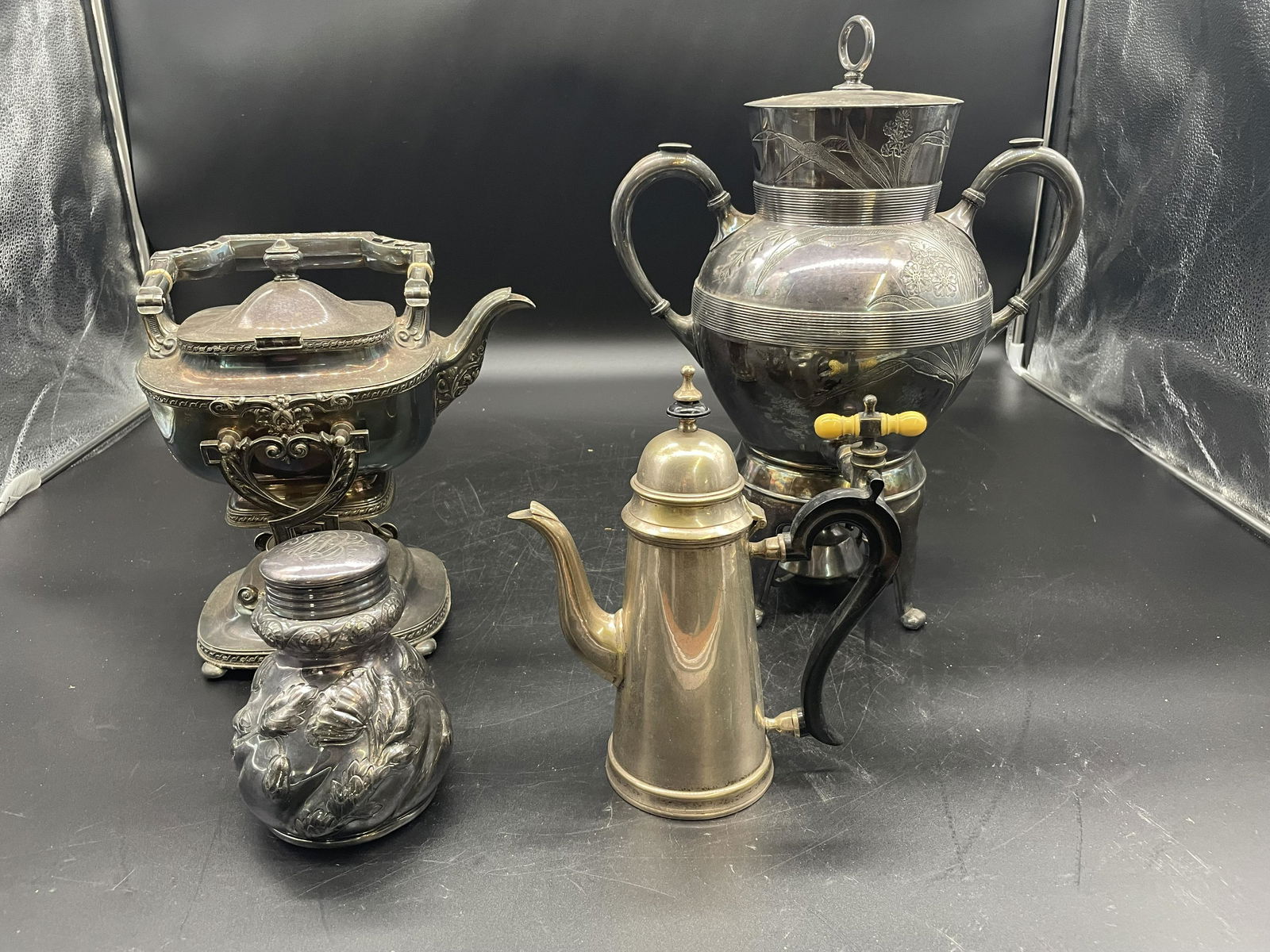 Victorian Silverplate Tilt Kettle Related Grouping (1 of 5)
