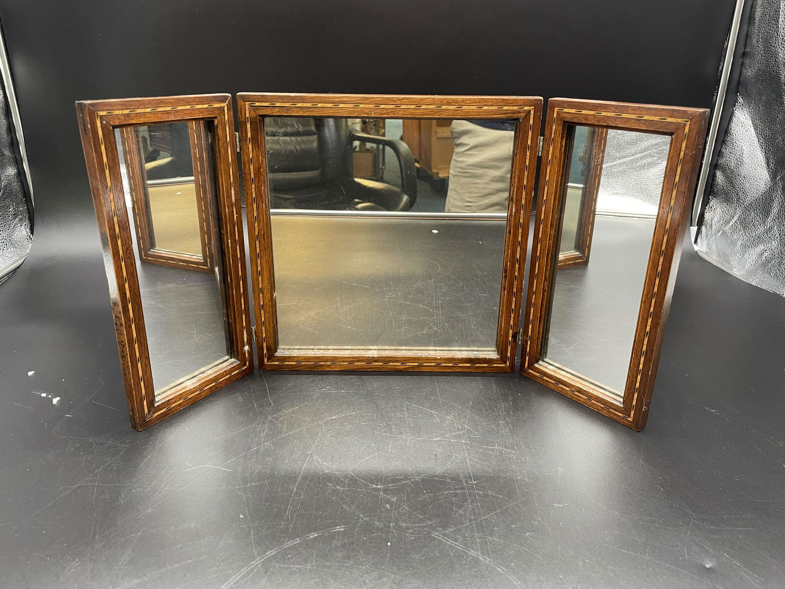 Antique Tryptch Inlay Mirror (1 of 3)