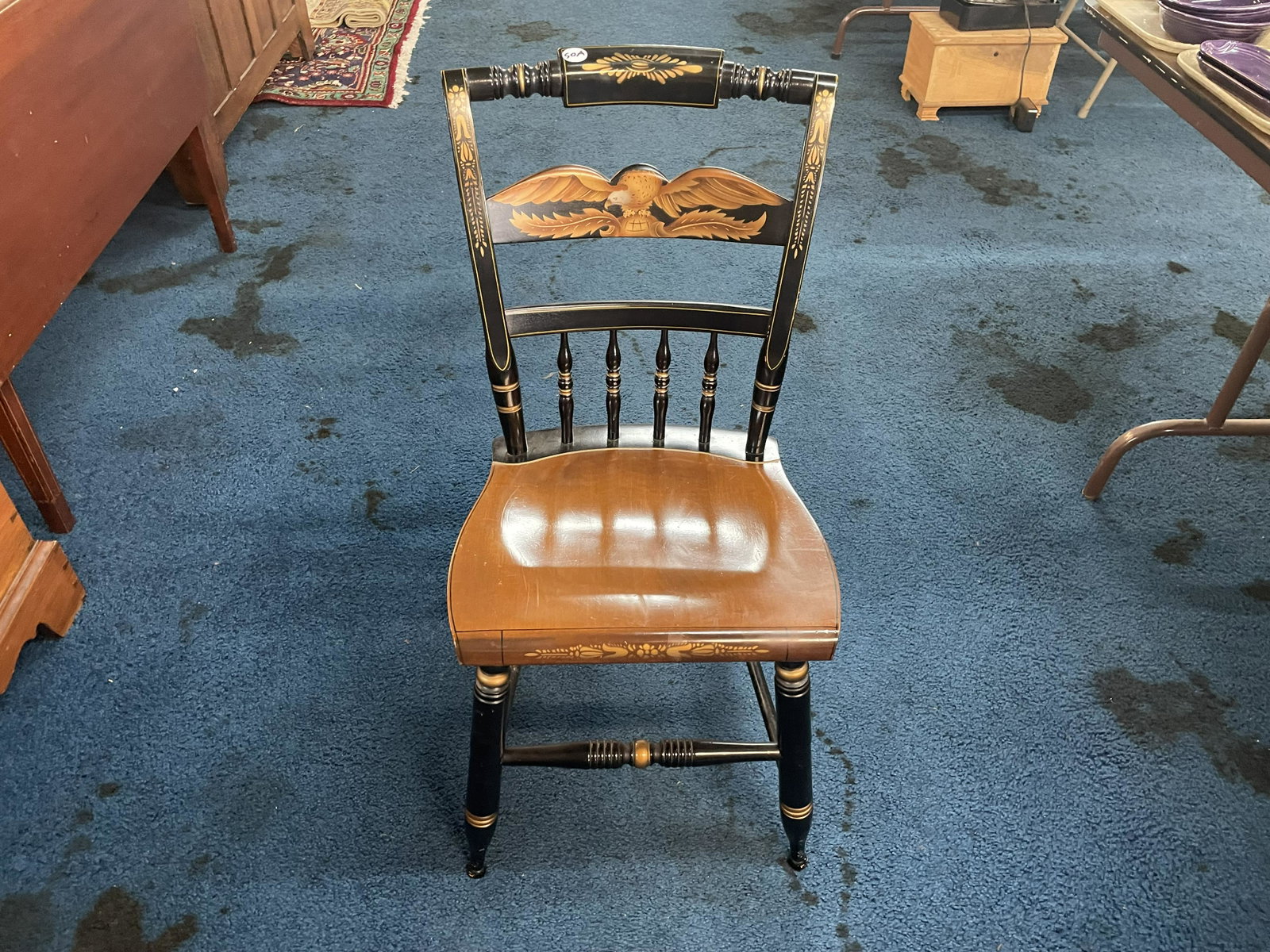 Hitchcock Chair w/ Eagle Decoration: Signed Hitchcock chair with eagle decoration. 33"H.