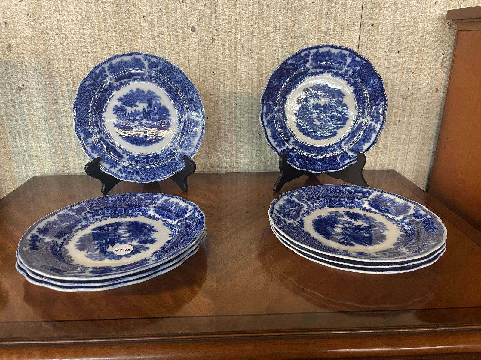 Ten Antique Flow Blue Plates (1 of 4)