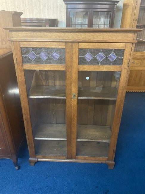 Antique Oak Leaded Door Bookcase (1 of 11)
