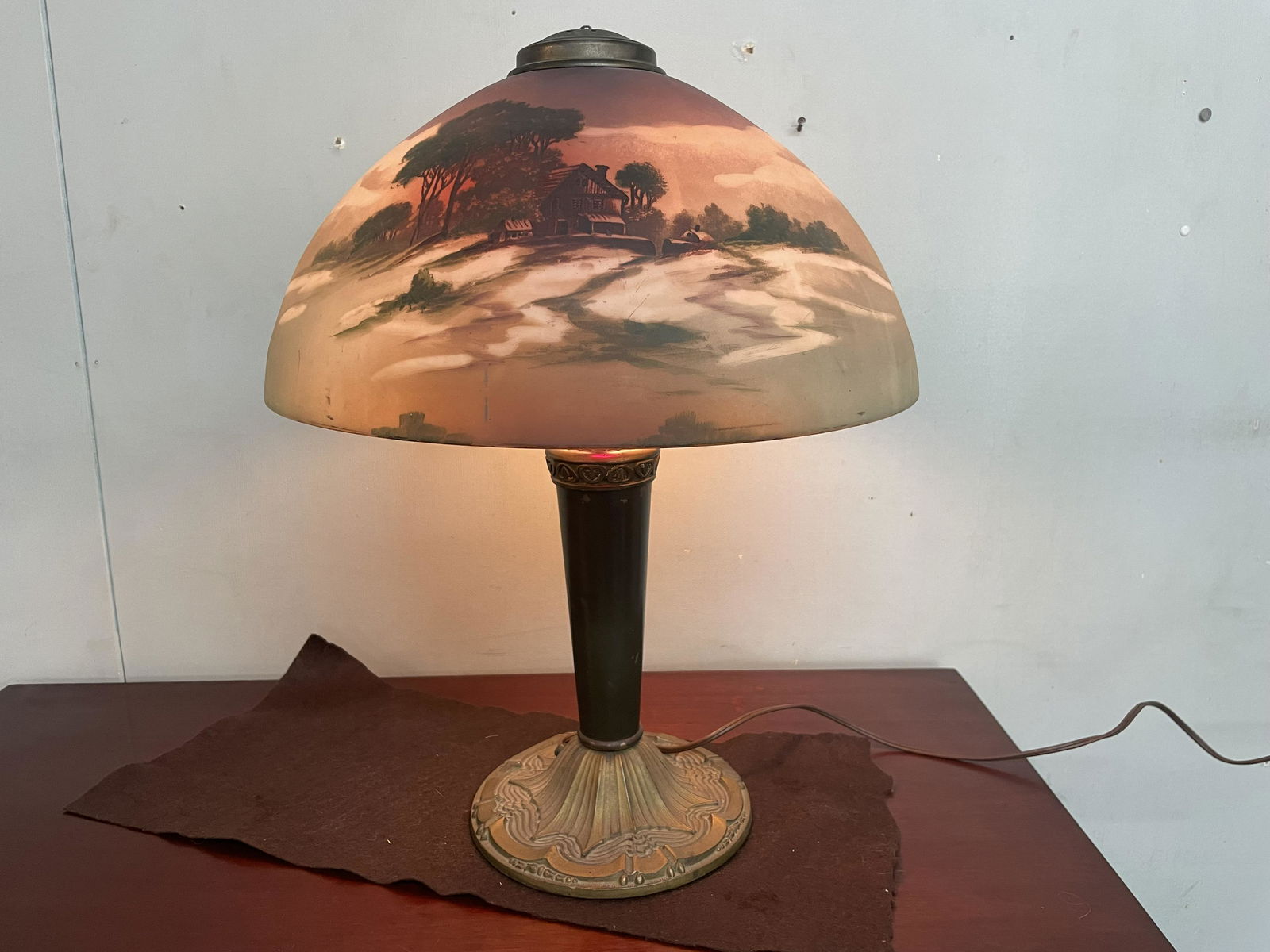 Antique Reverse Painted Lamp (1 of 4)