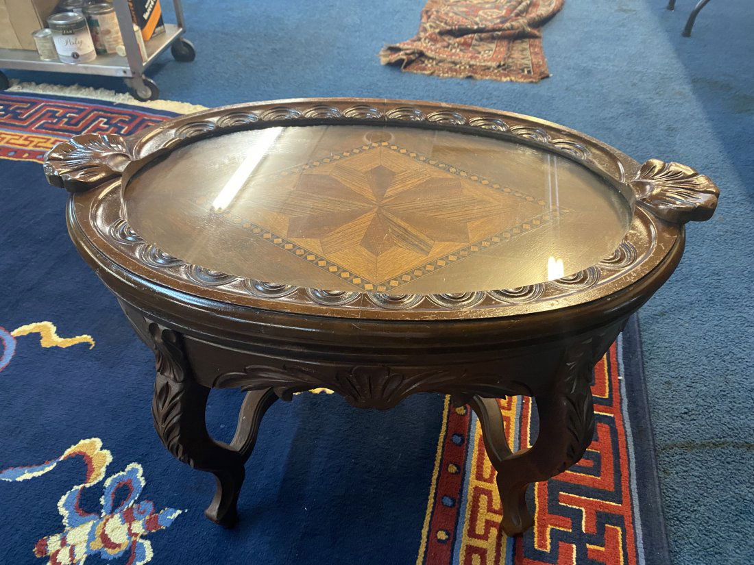 Antique Carved Tray Top Table (1 of 4)