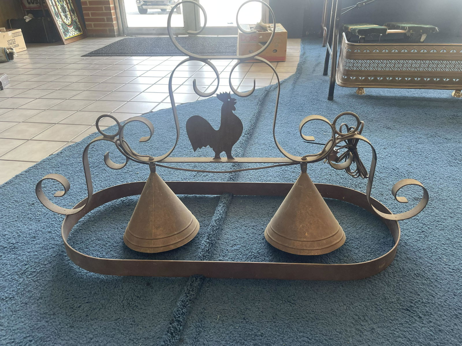 Folk Art Style Wrought Iron Hanging Light (1 of 3)
