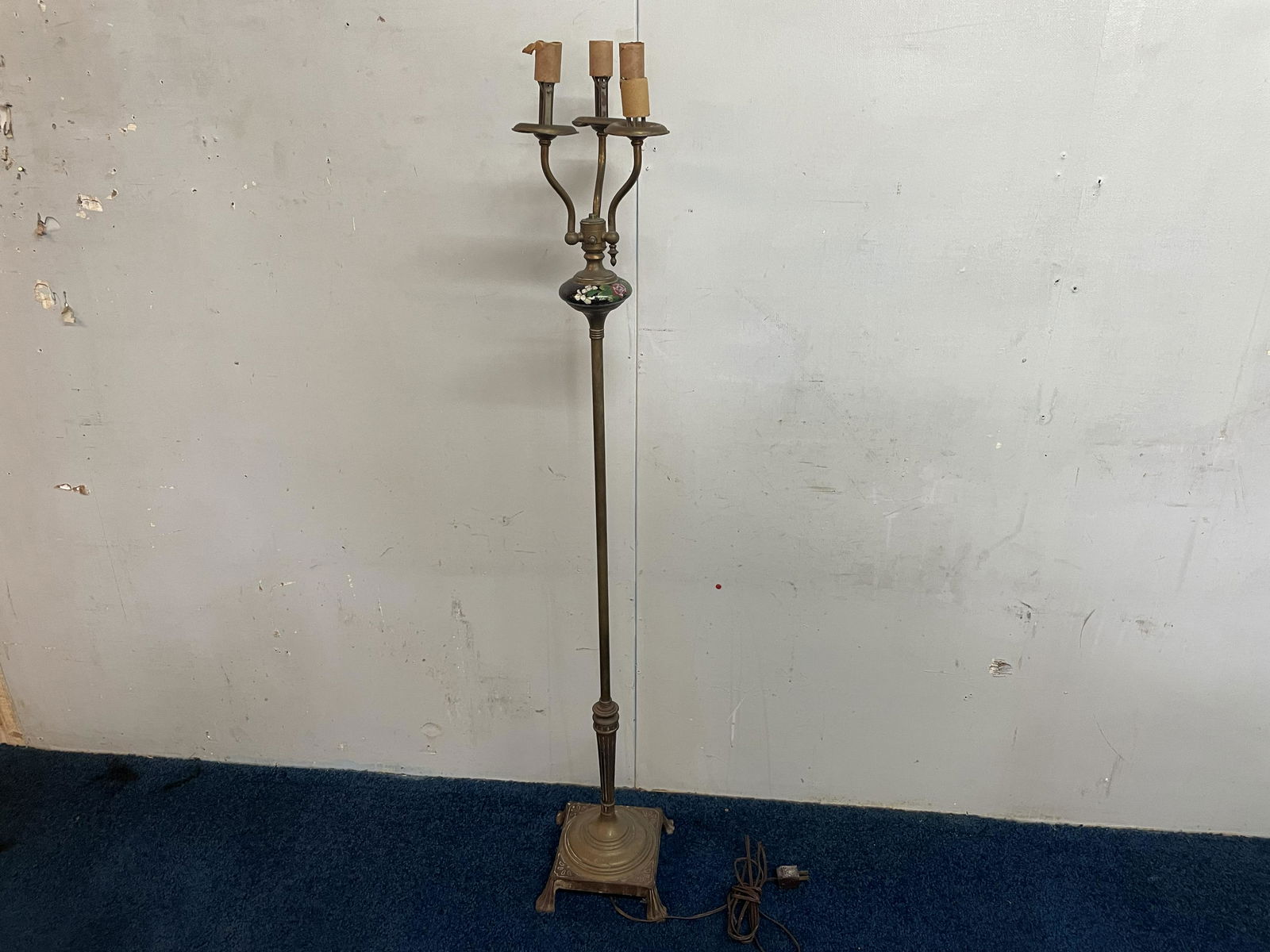 Ornate Brass Floor Lamp With CloisonnÃ© Insert (1 of 4)