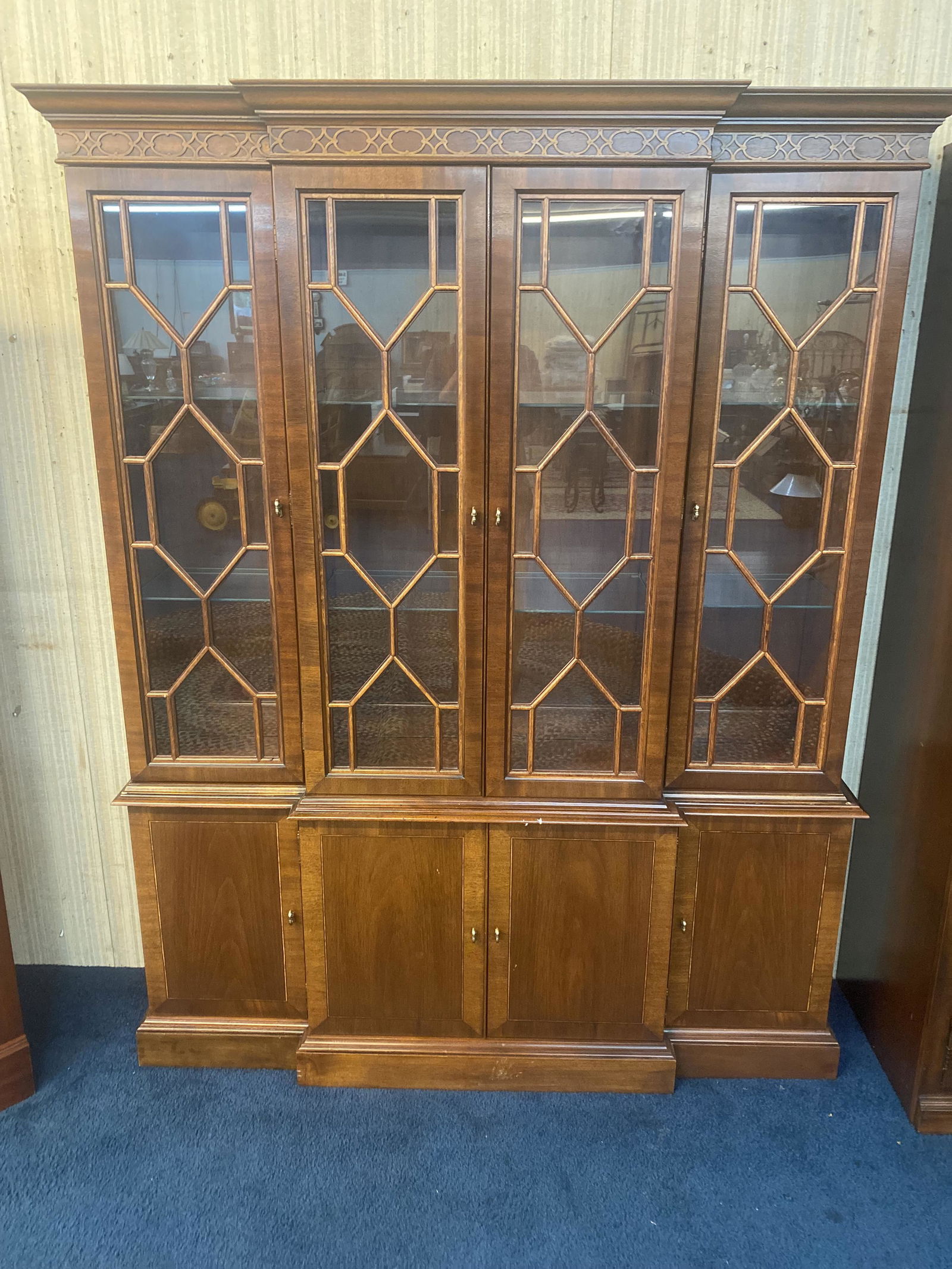 Hickory Chair Co. Banded Mahogany Breakfront (1 of 5)