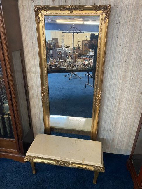 Modern Gilt Pier Mirror with Marble base (1 of 5)